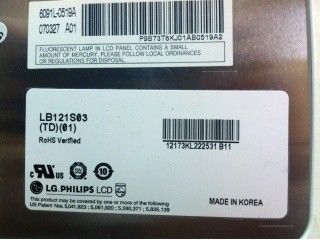 LB121S03-TD01 12.1 इंच 800 ((RGB) × 600 400 cd/m2 आवृत्ति 60Hz TFT-LCD, LCM