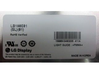 LB190E01-SL01 ग्रेस्केल 8 बिट 19 इंच एलजी टीएफटी डिस्प्ले 85/85/85/85 (मिन.)