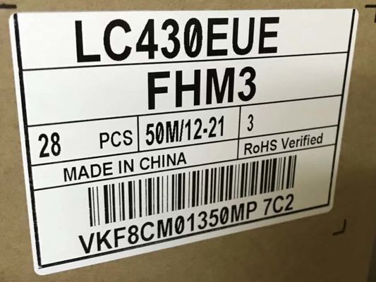 43in 51PPI स्क्वायर Tft डिस्प्ले 1920×1080 300cd/M2 LC430EUE-FHM3 89/89/89/89 (टाइप)